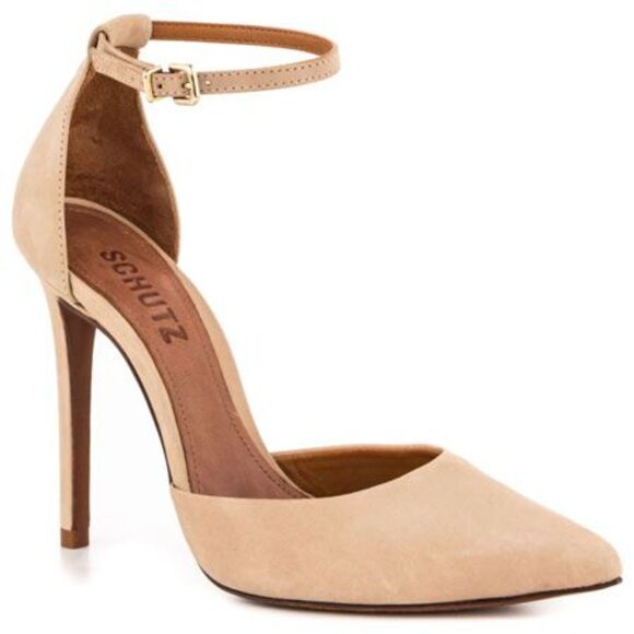 Schutz Beige/Cream "Irma" 100% Nubuck Suede 5" Pump Heel Shoes size 10B - Picture 1 of 9